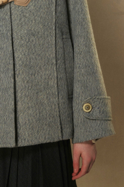 Preppy Hooded Horn Button Jacket