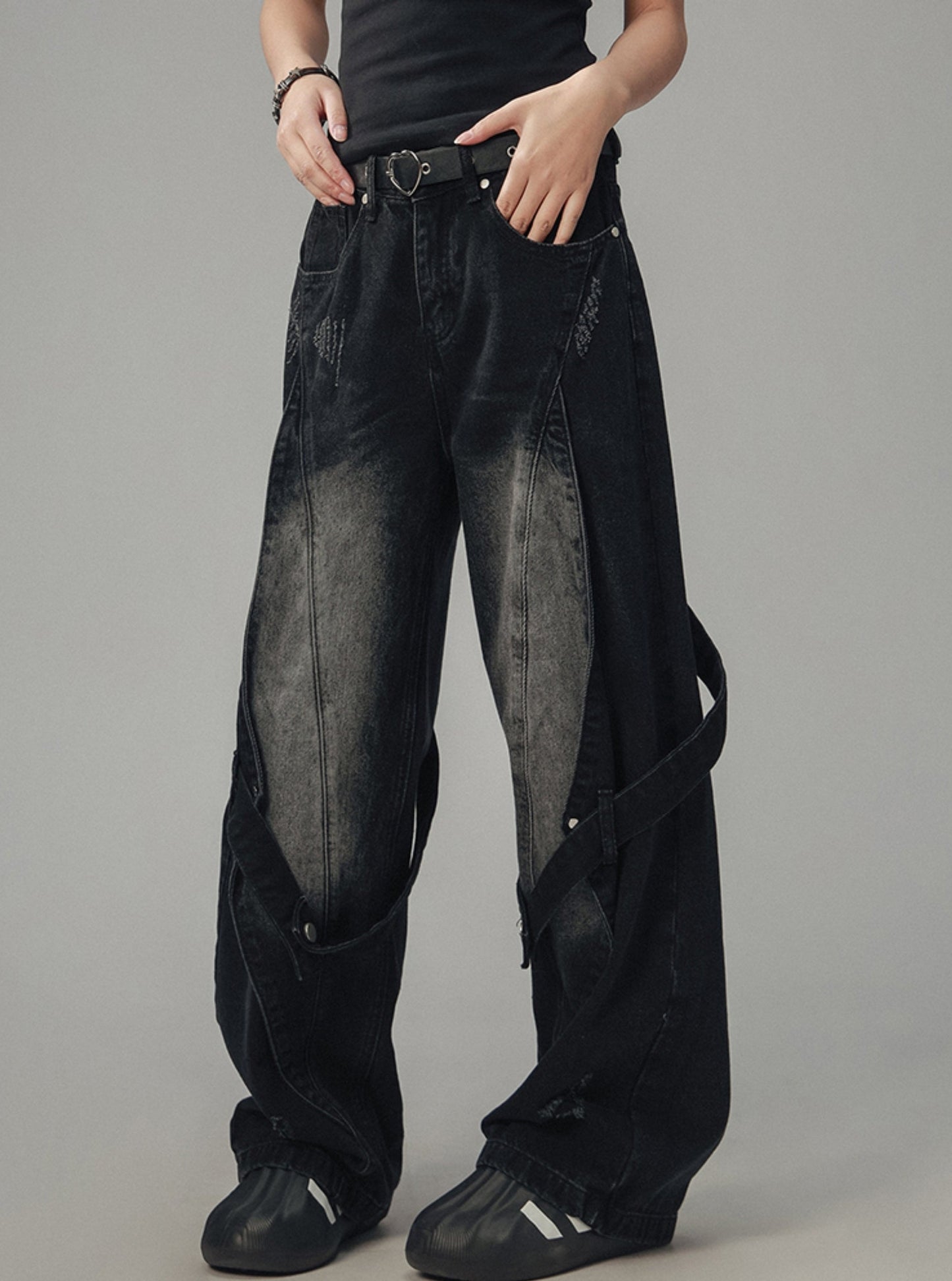 Heavy Wash Straight-Leg Pants