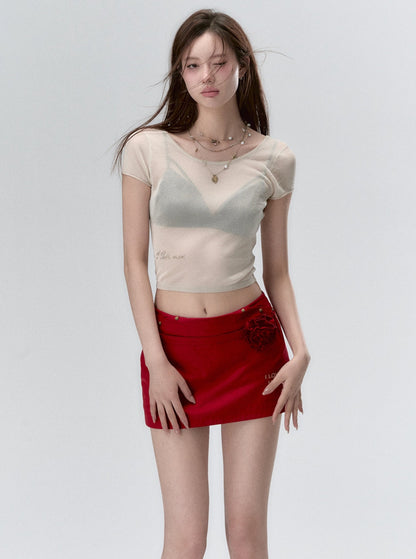 Rose Belt Design Sexy Skirt