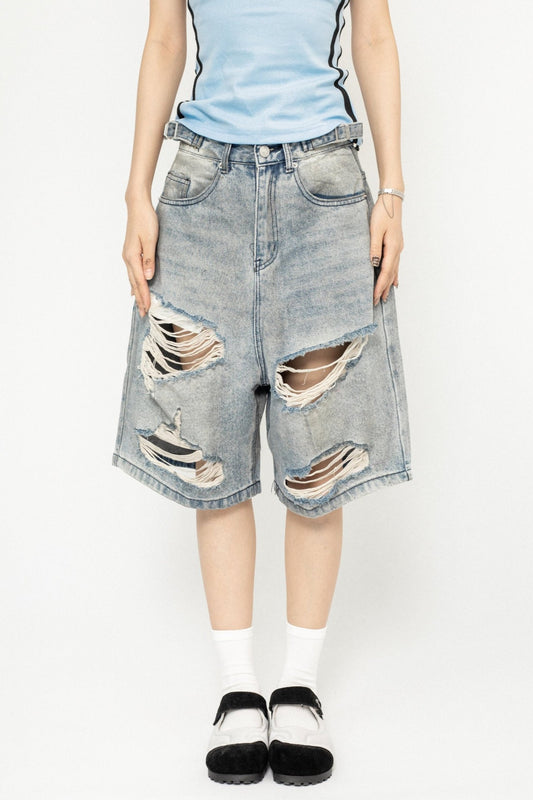 Zerrissene Denim-Shorts Cropped-Hosen 