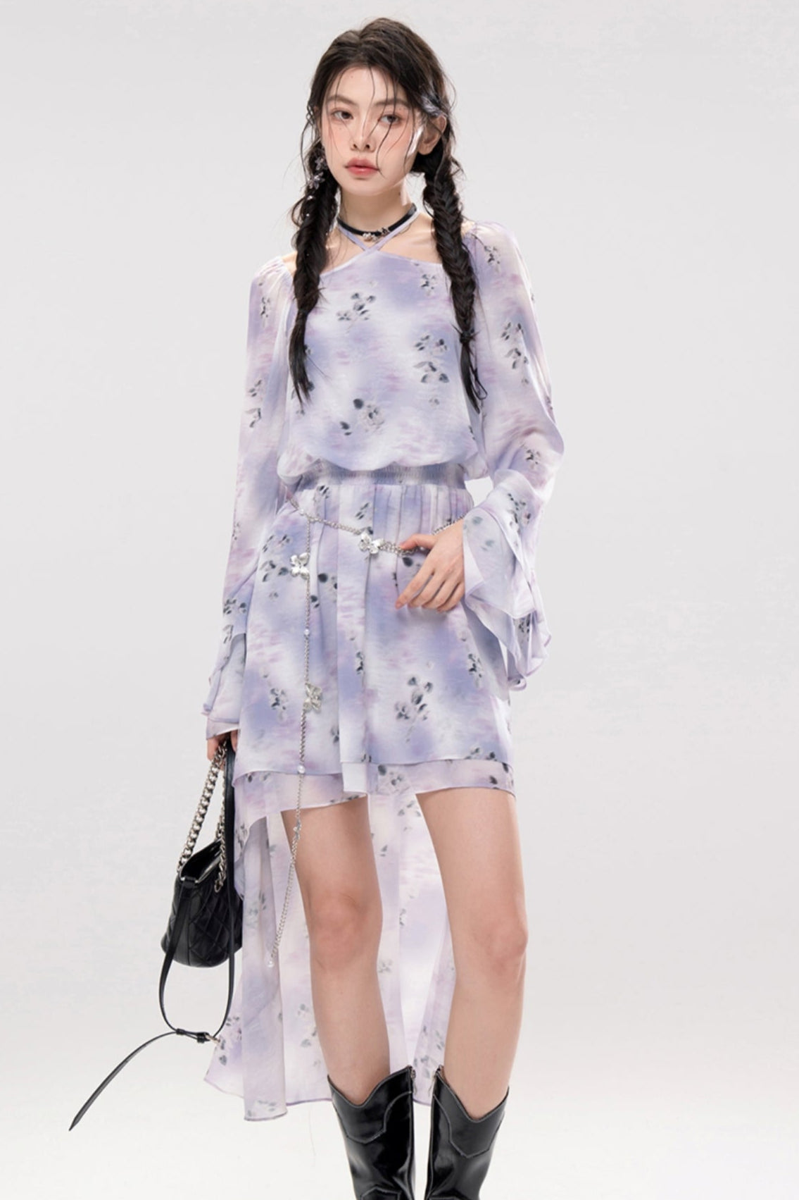 Smokey Purple Layer Dress Set Up