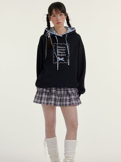 Anti-Light Plaid Fungus Bow Skirt