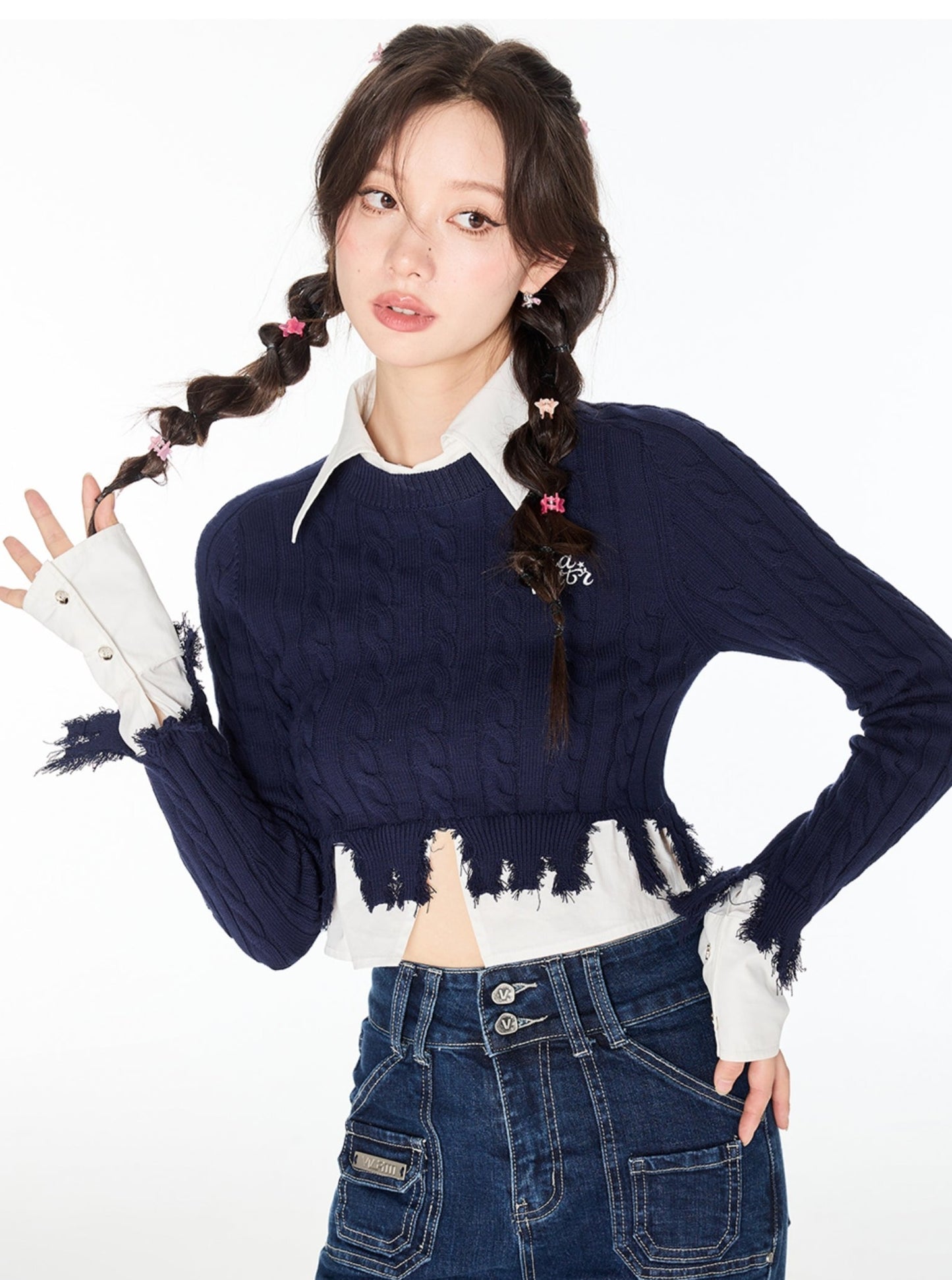 Patchwork Preppy Sweater Top