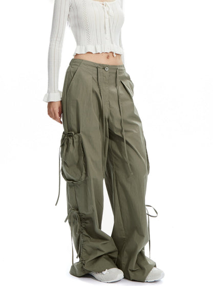 Low-Rise Drawstring Cargo Pants