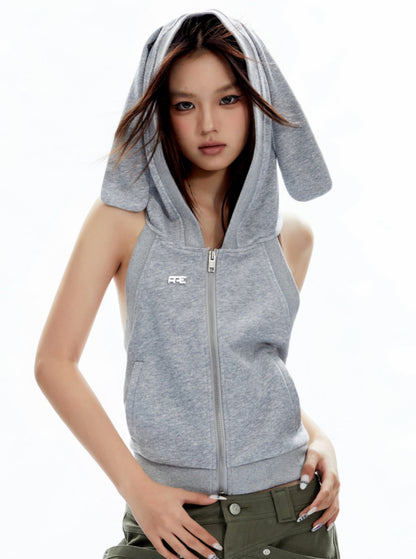 Backless Hooded Vest Top