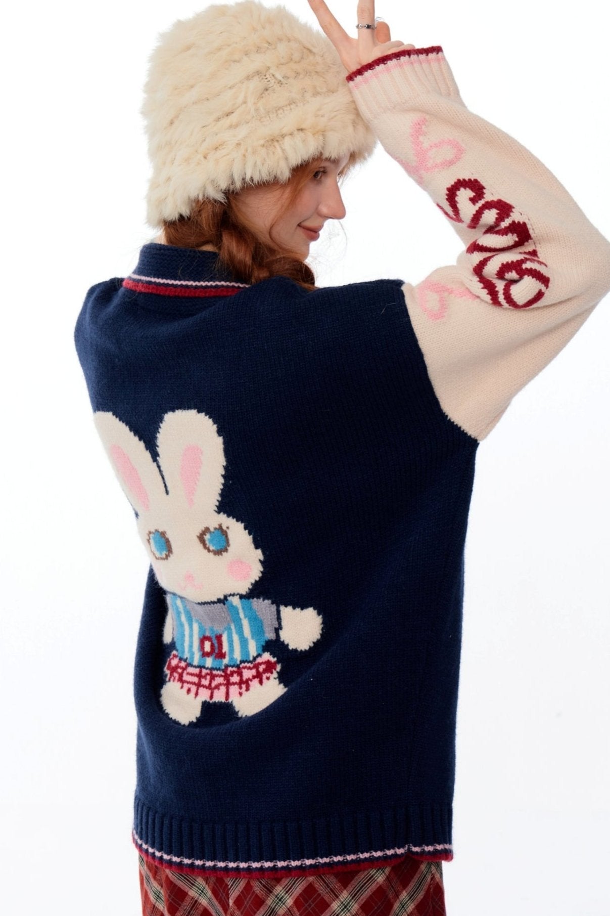 Bunny Design Doll Collar Sweater Jacket