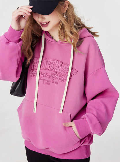 Purple Hooded Embroidered Top