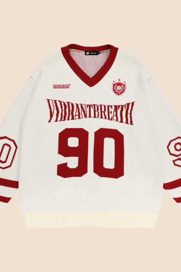 루즈 핏 스포츠 니트 스웨터 