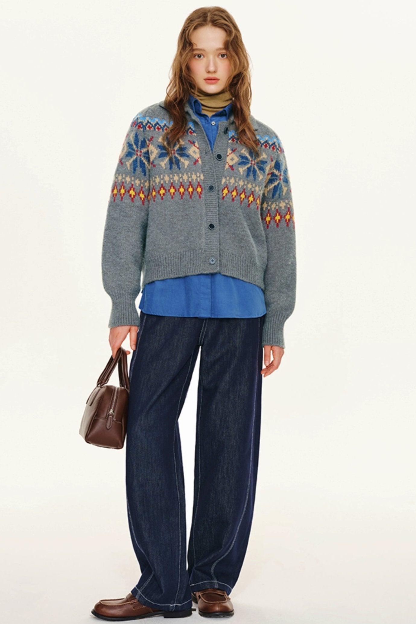 Preppy Lapel Fair Isle Sweater