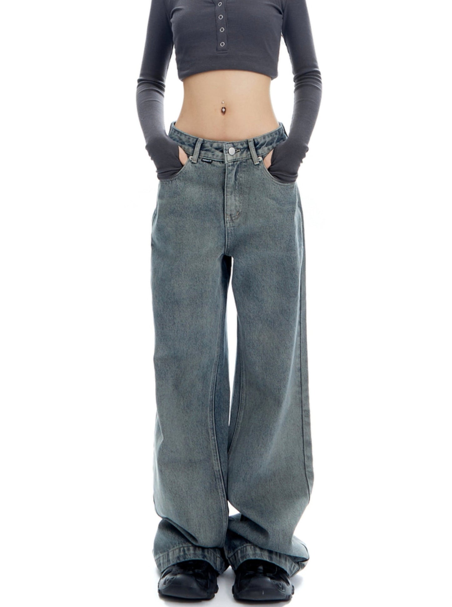 Retro Cement Blue Gray Pants