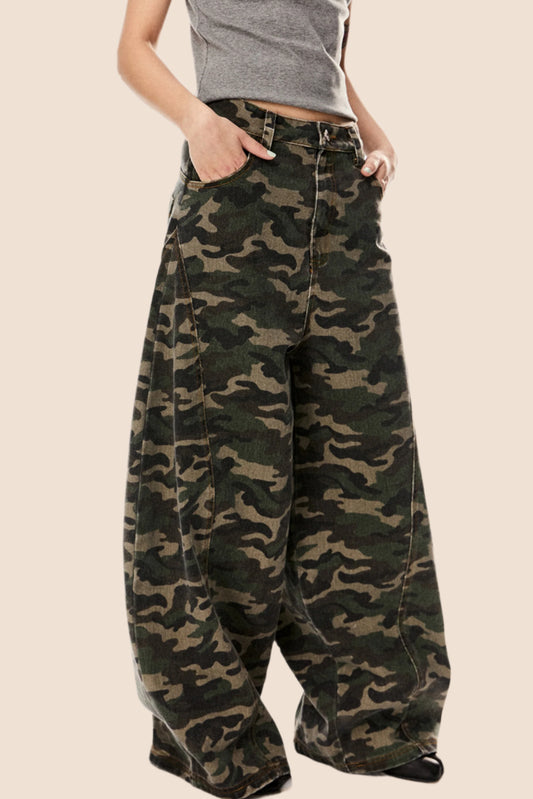 Retro Camo Gerade Hosen 