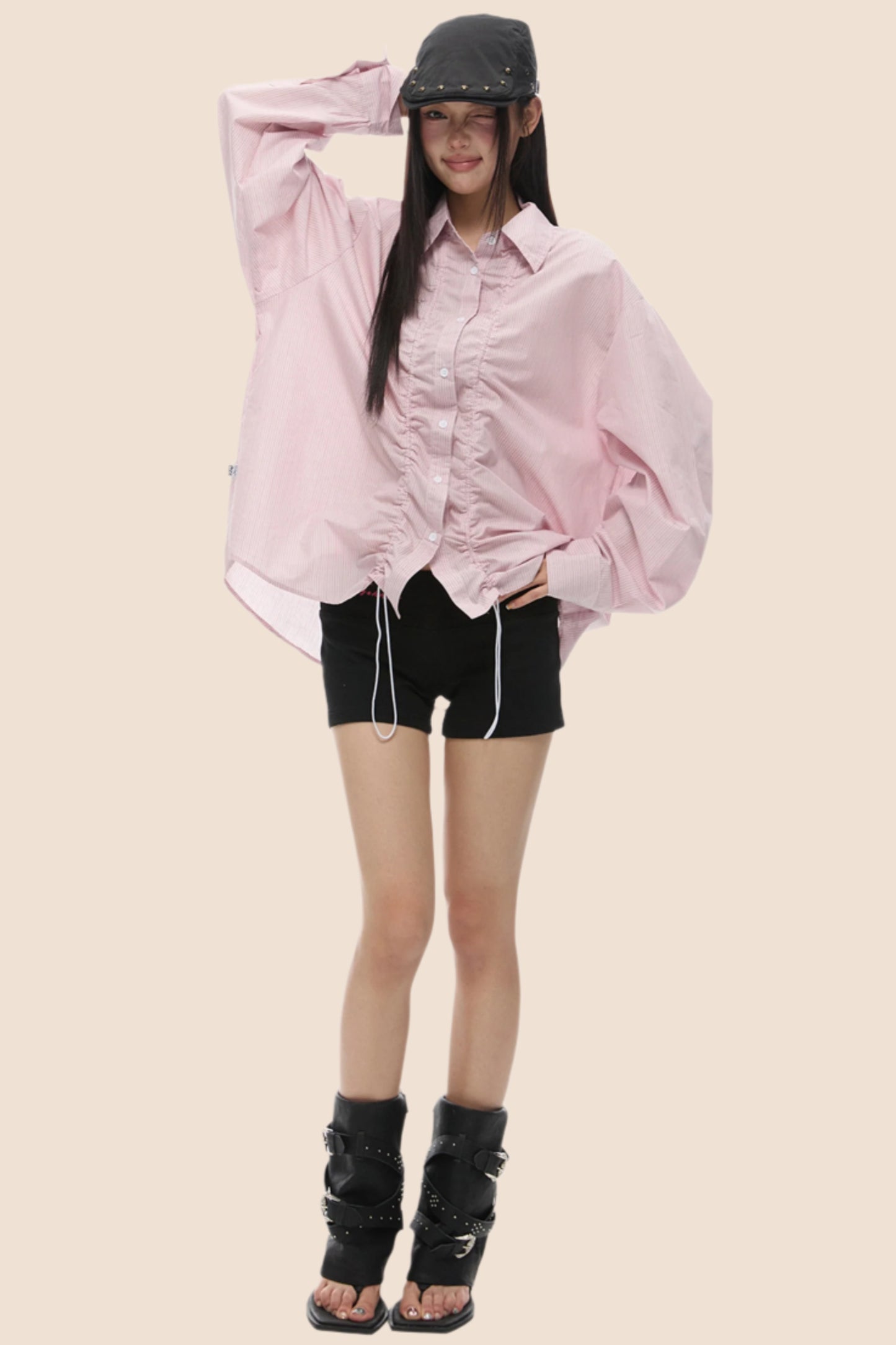 Loose Fit Gathered Shoulder Shirt