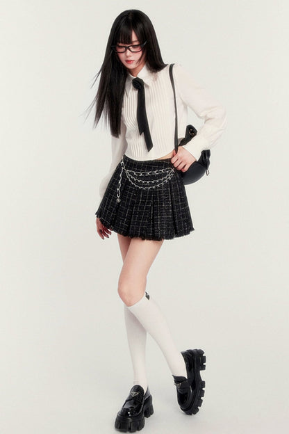 Short Rose Shirt & Pleated Skirt Set-Up