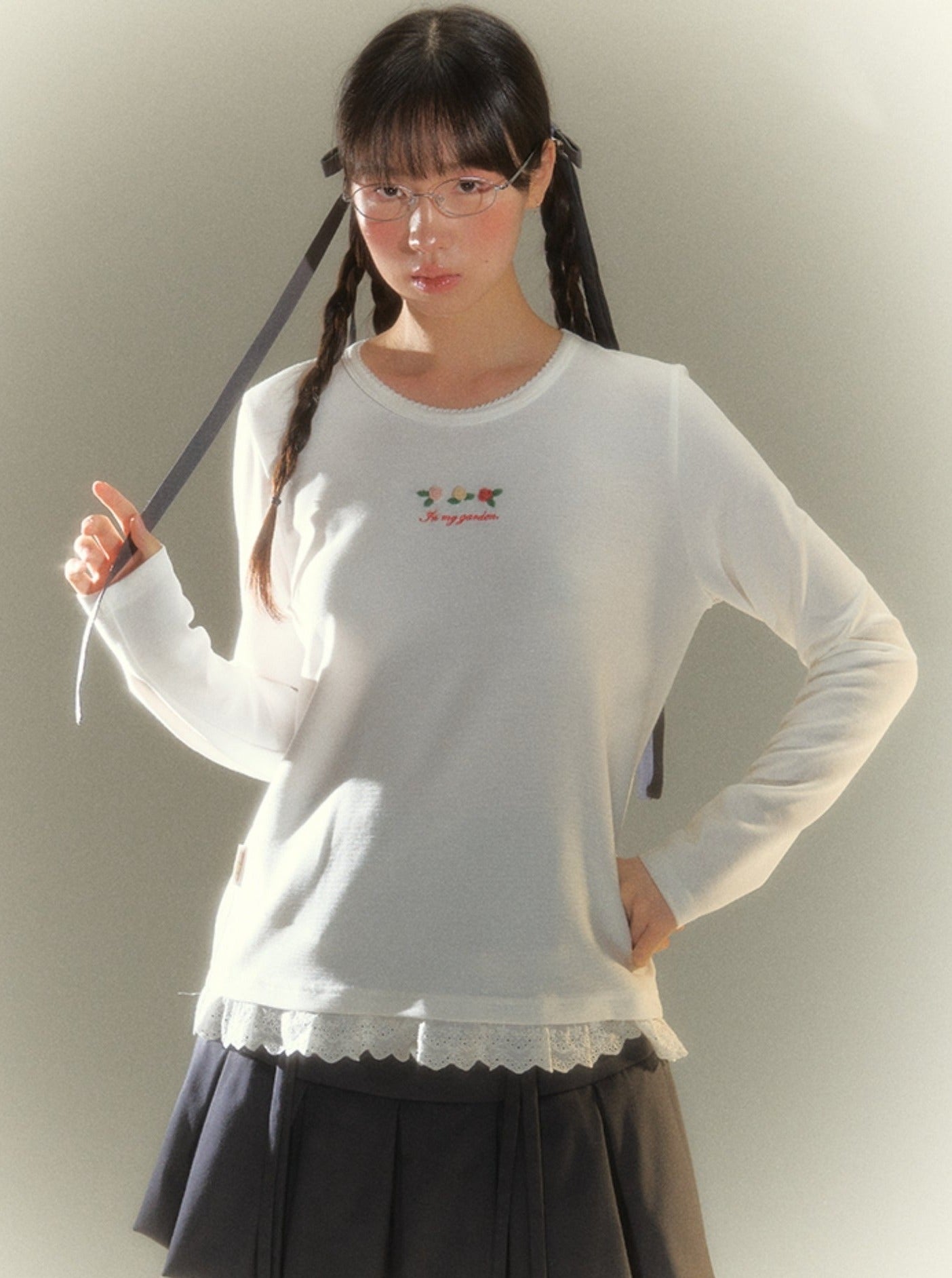 Embroidered Underwear Long Sleeve T-Shirt Top