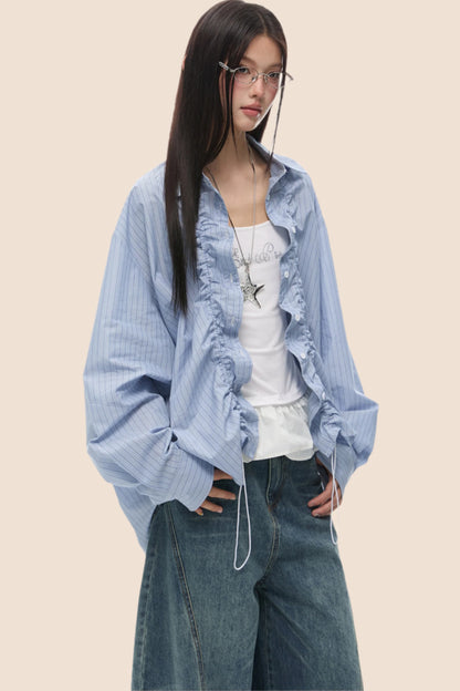 Loose Fit Gathered Shoulder Shirt