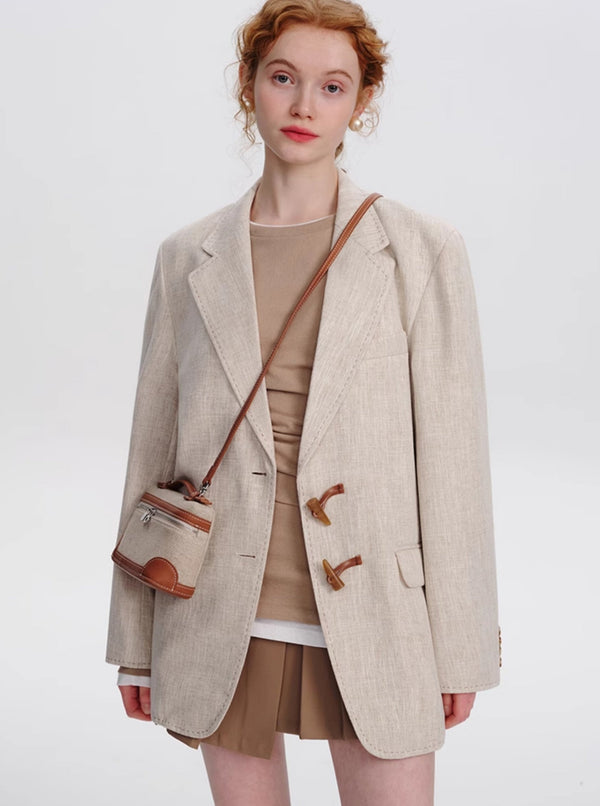 Apricot Korean Minimalist Blazer Coat