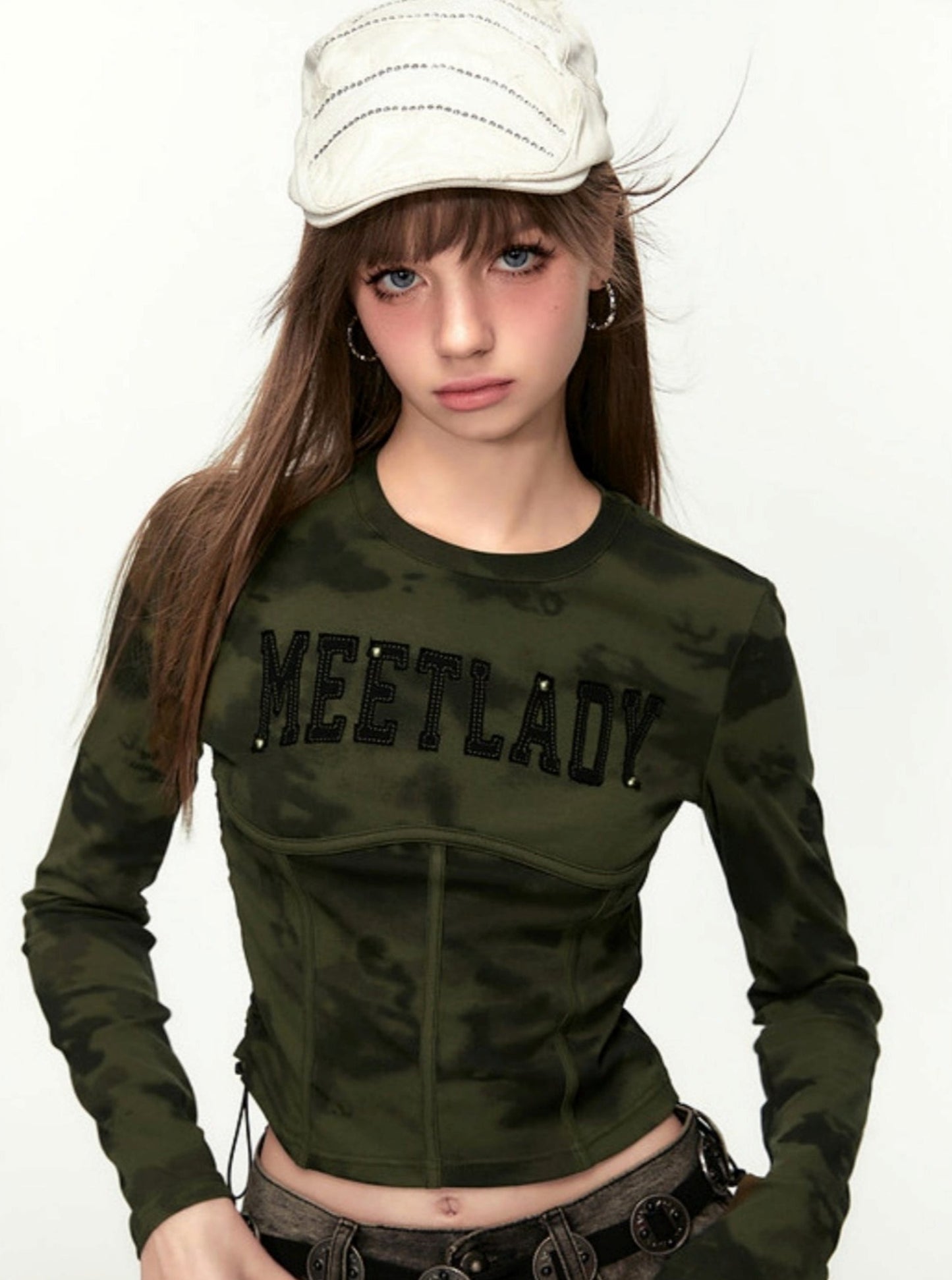 American Retro Camo Alphabet Slim Top