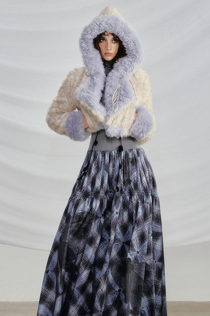 Silph Hooded Cropped Fur Coat