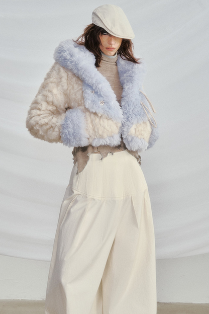 Silph Hooded Cropped Fur Coat