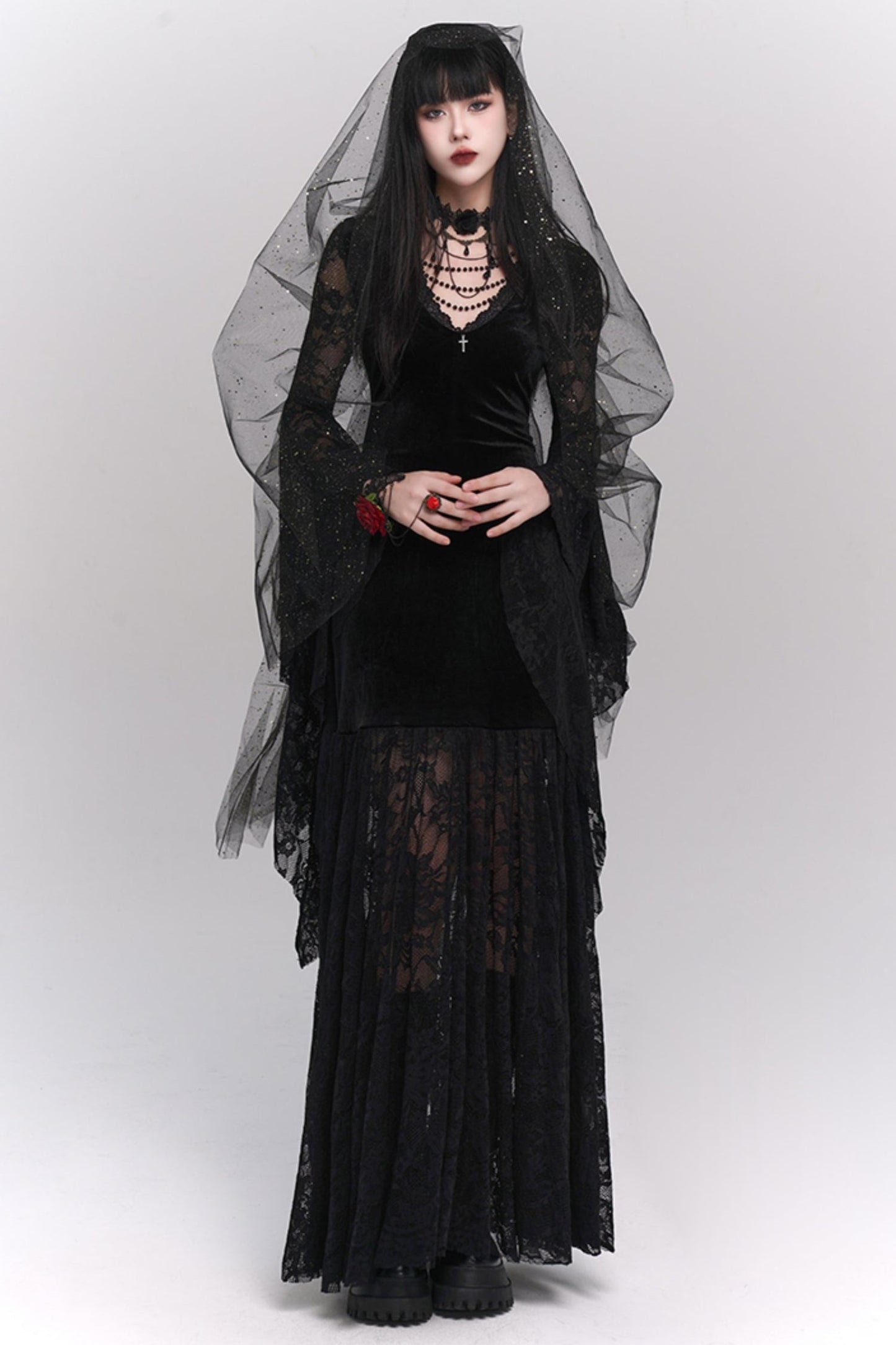 Ghost Girl, Dark Girl, Frauen Gothic, Französisches Vintage Kleid, Halloween Kostüm, Subkultur tragen