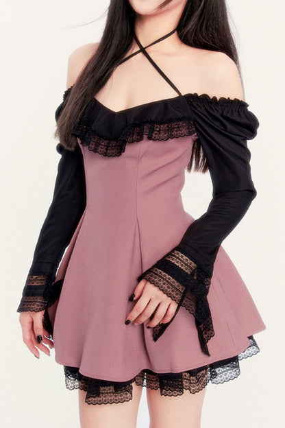 Cinched Waist Puff Sleeve Tulle Dress