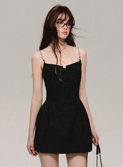 Princess Waist Jacquard Slip Dress