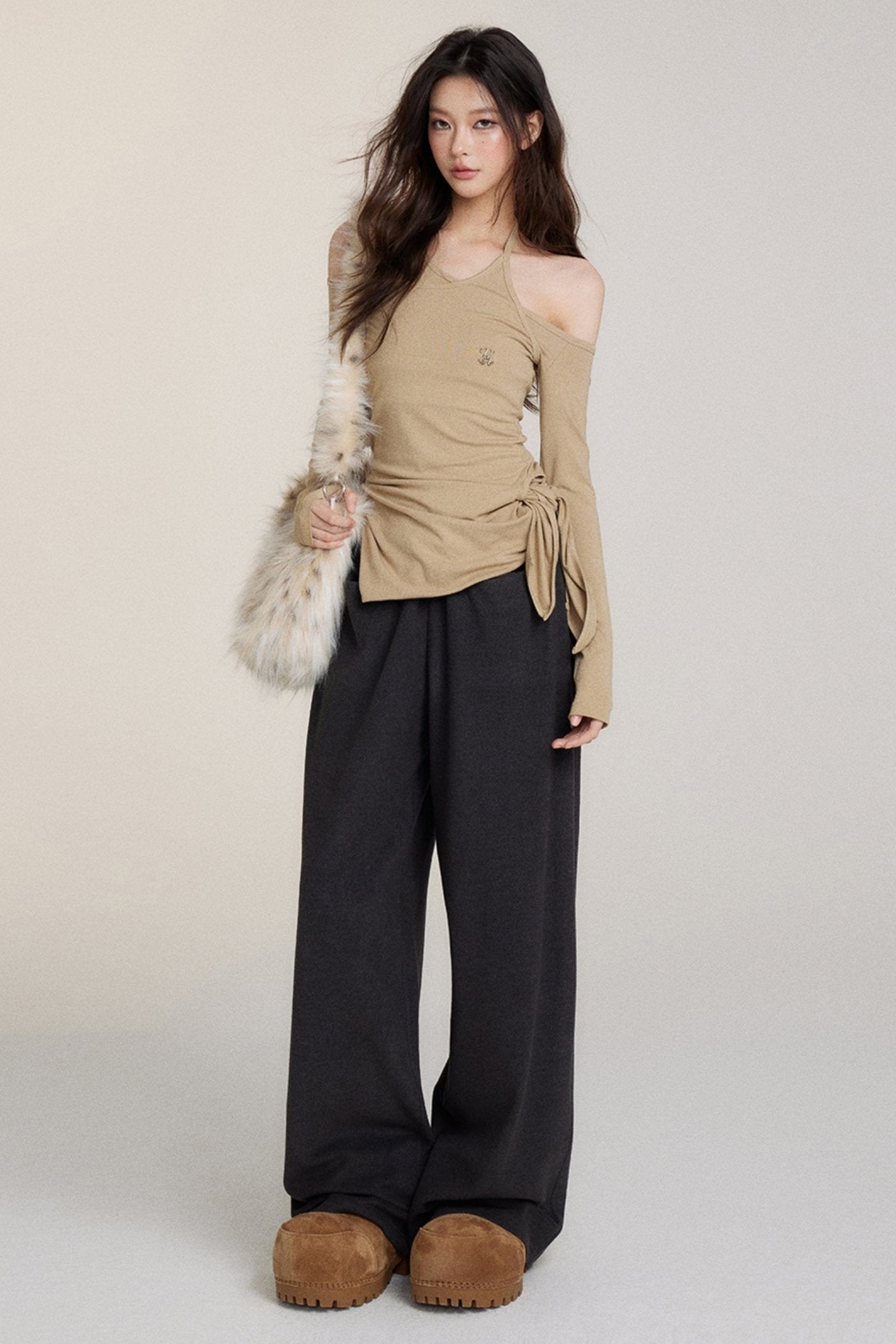 Velvet Large Pocket Straight Leg Pants