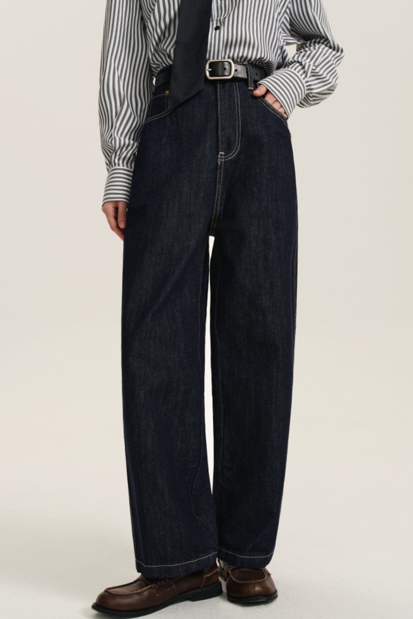 DESIGNER PLUS DUNKELBLAUE JEANS IN VINTAGE-WASCHUNG SLOUCHY LOOSE CASUAL HIGHRISE DRAPED TURNIP TROUSERS