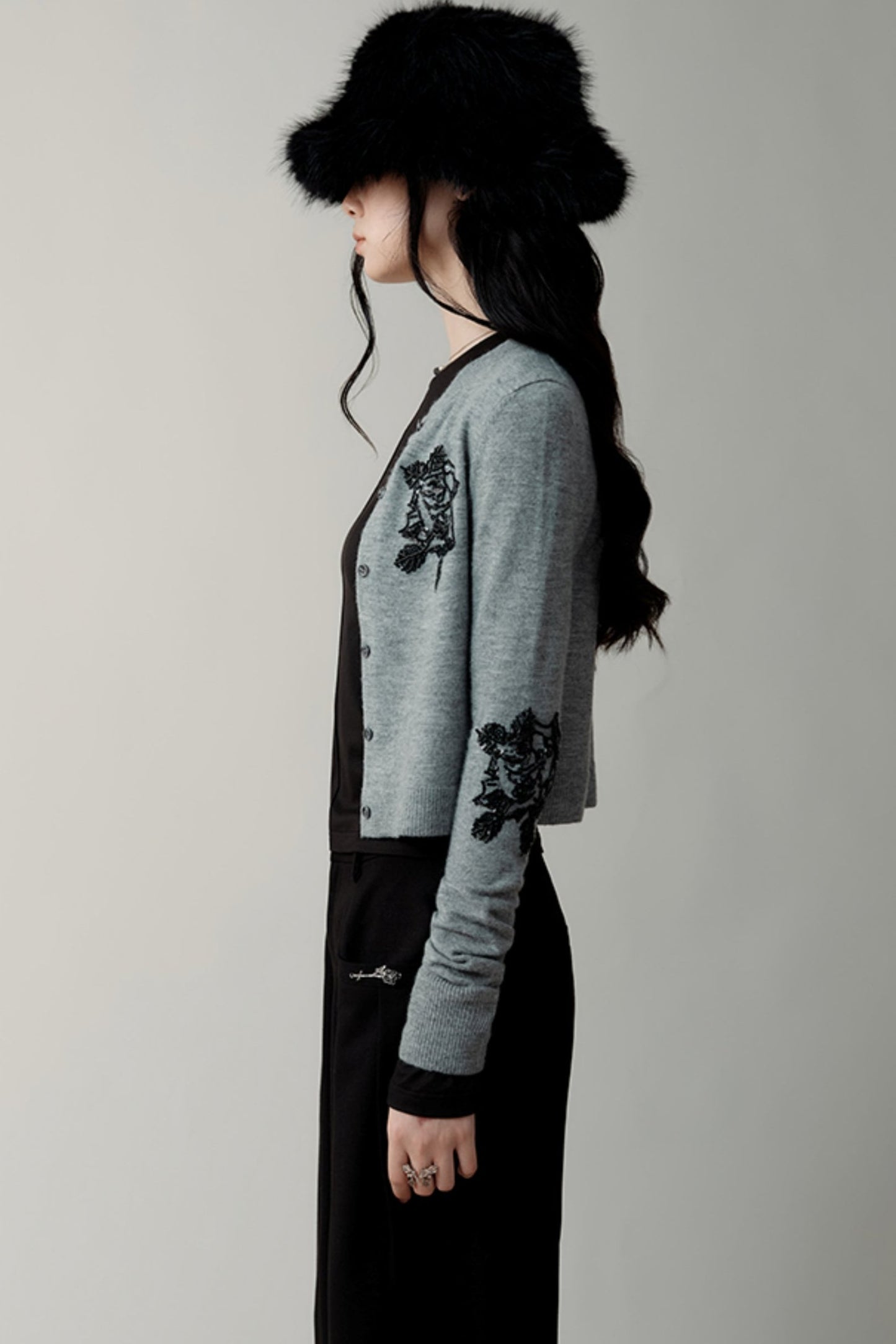 Heavy Embroidery Crew Neck Sweater