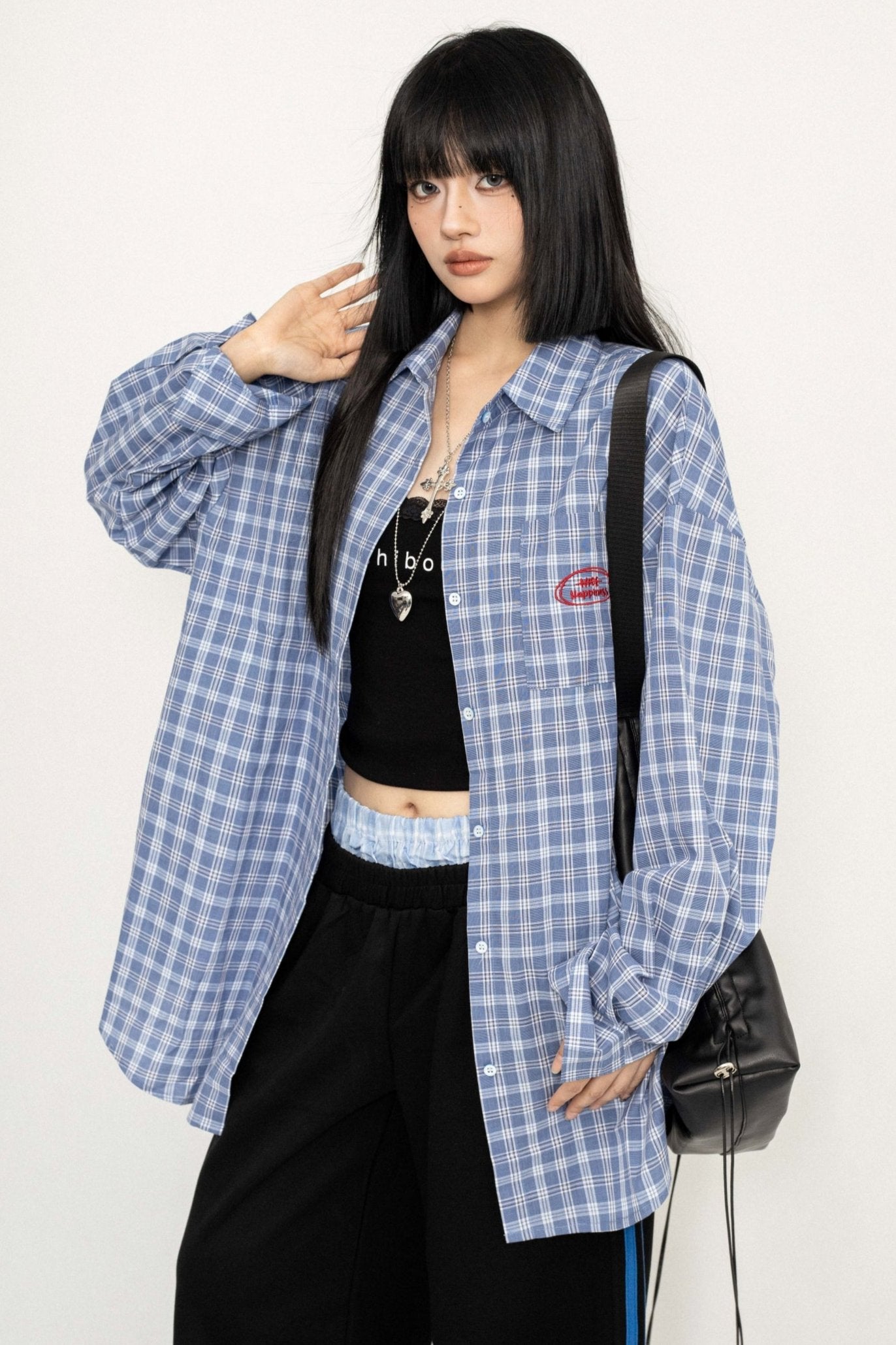 Oversized Blue Plaid Vintage Shirt