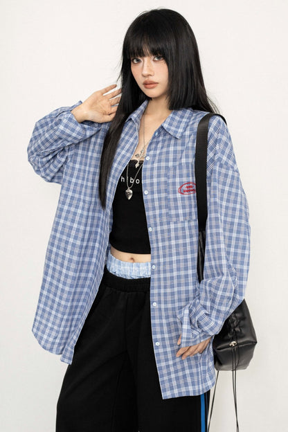 Overside Blue Plaid Vintage Shirt