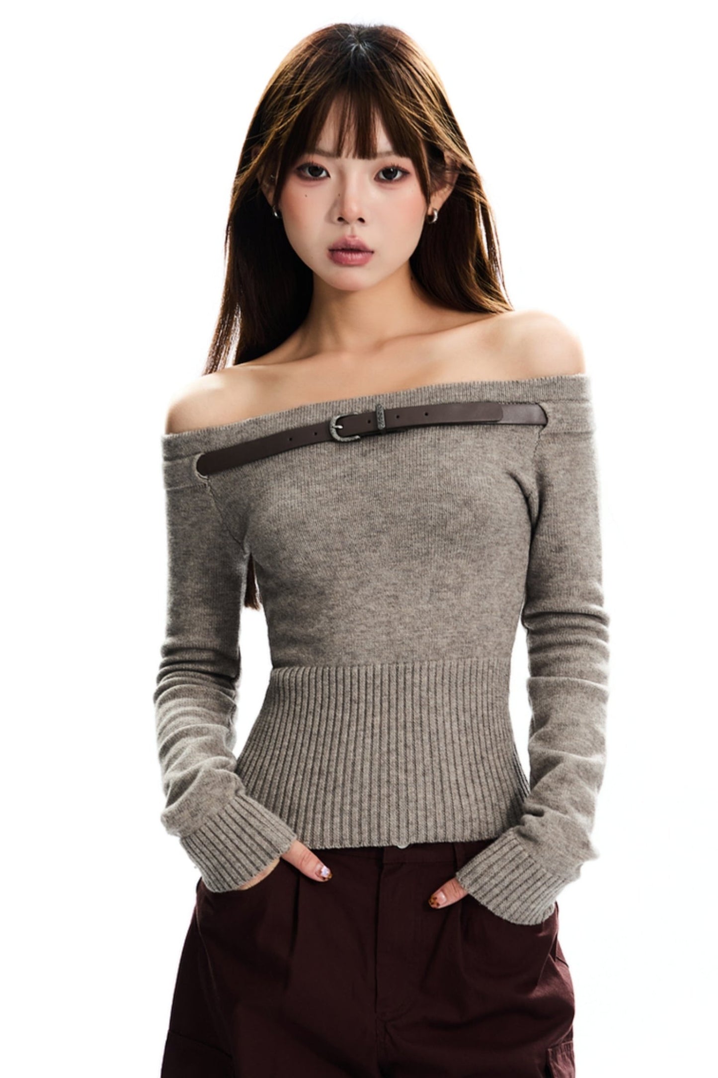 Premium Detachable Belt Sweater Top