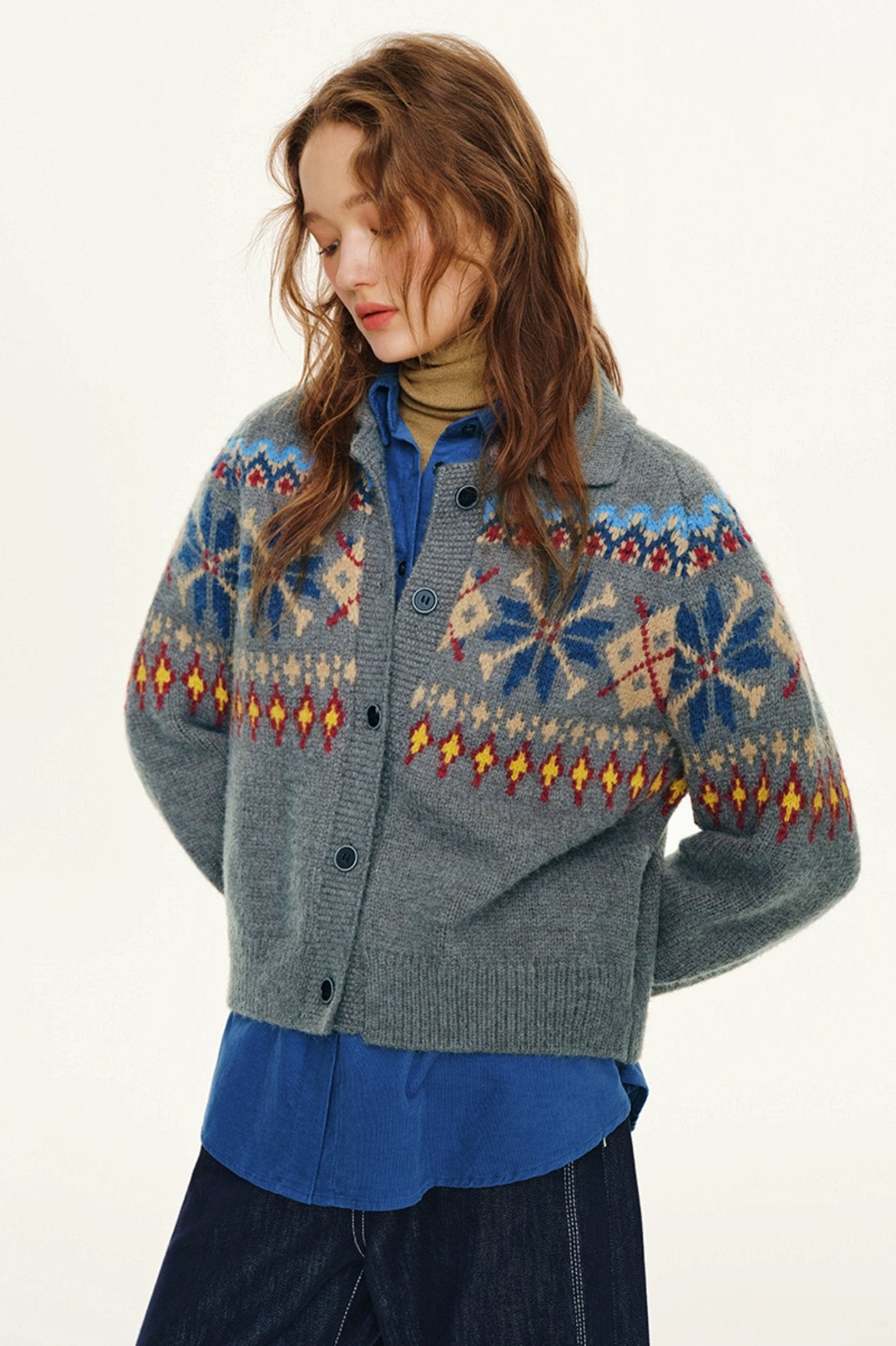 Preppy Lapel Fair Isle Sweater