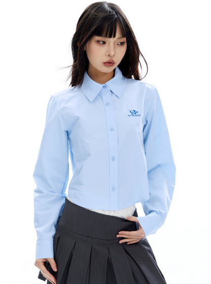 Versatile Embroidered Blossom Lapel Shirt