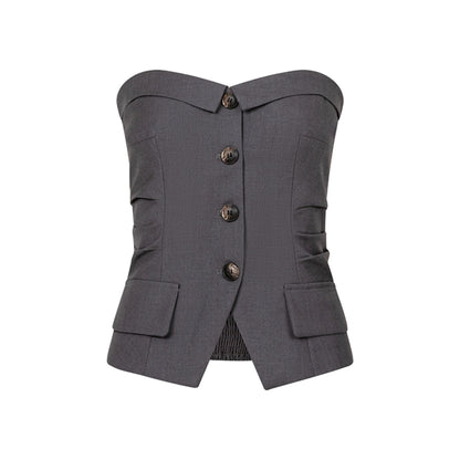 Gray One-Shoulder Bustier Set-Up