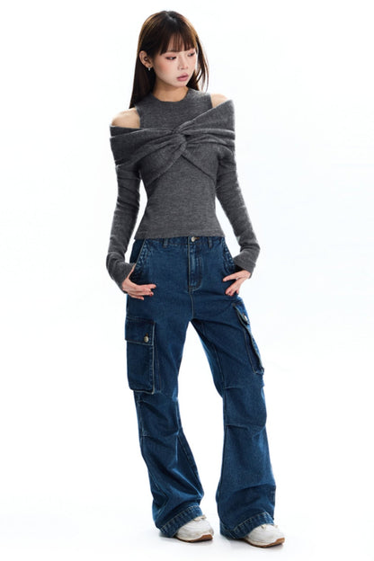 [New on September 19] APEA winter design twisted turtleneck halterneck knit two-piece top