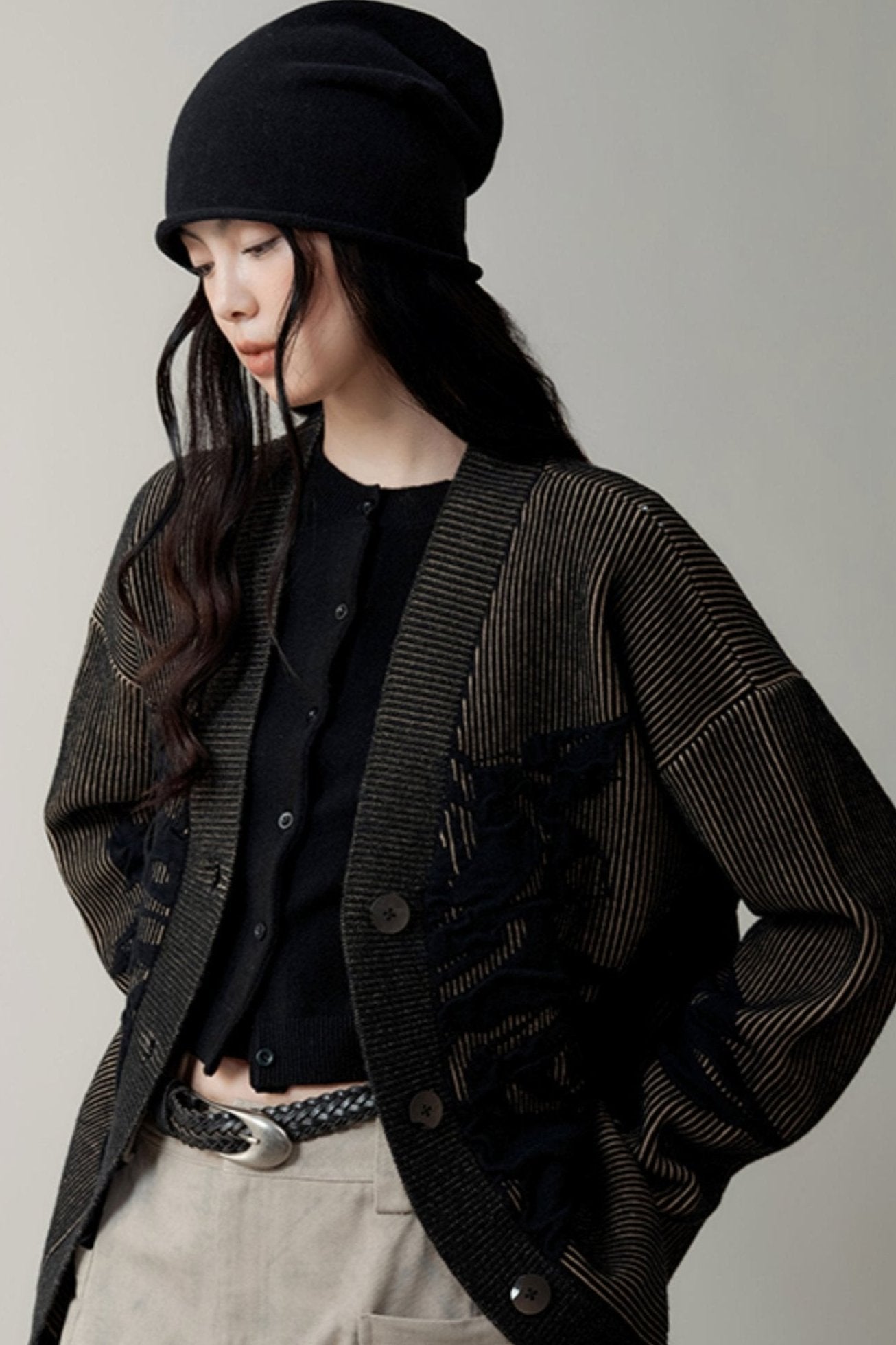 LAZY FIT JACQUARD SWEATER CARDIGAN