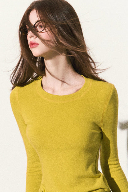 Solid Color Wool Knit Casual Top