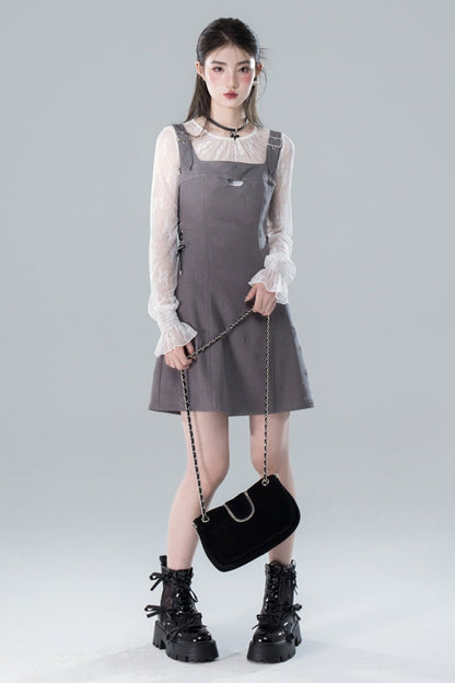 Dark Mist Grey Embossed Dress