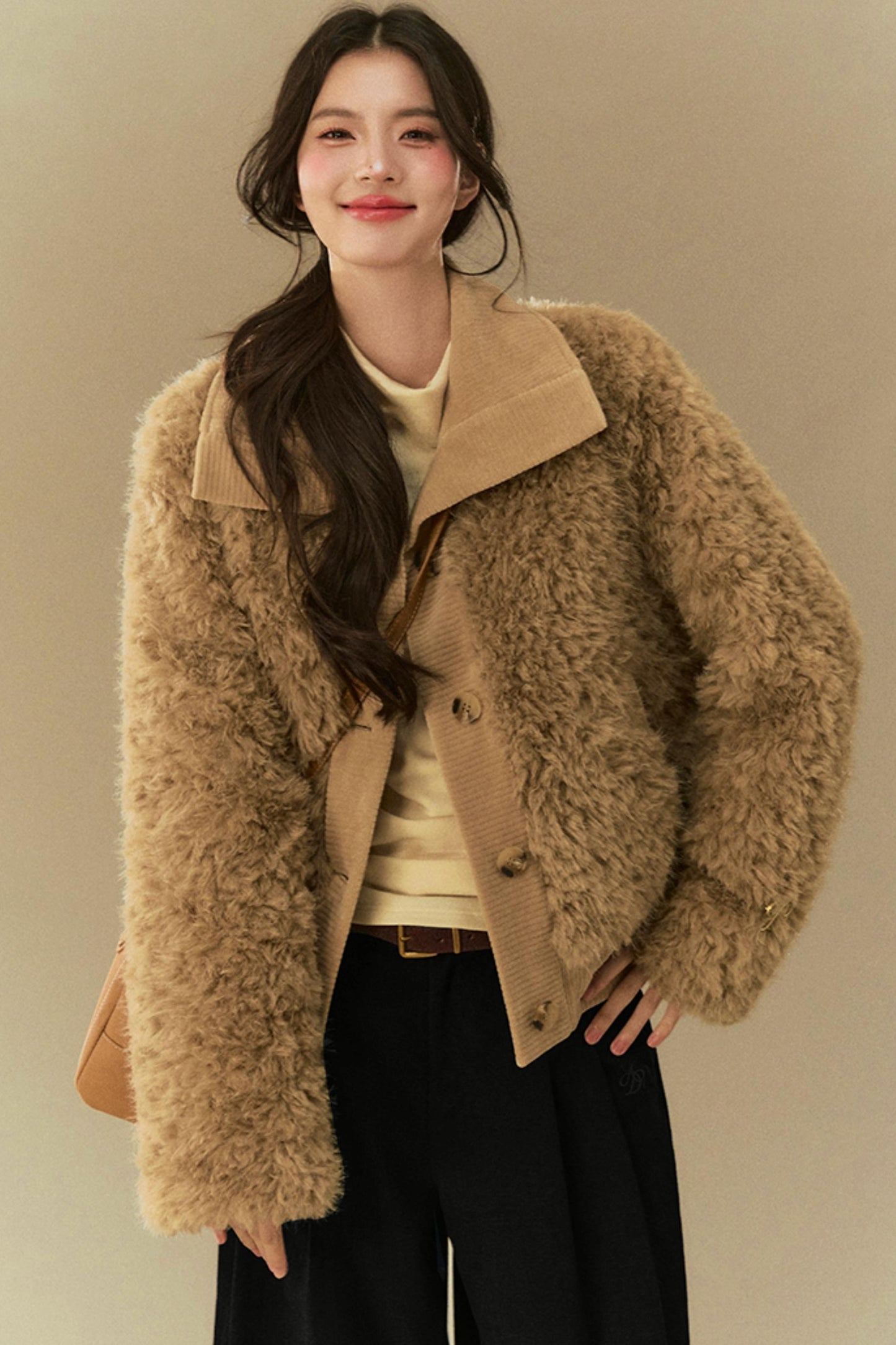 Cropped Fur Lapel Jacket