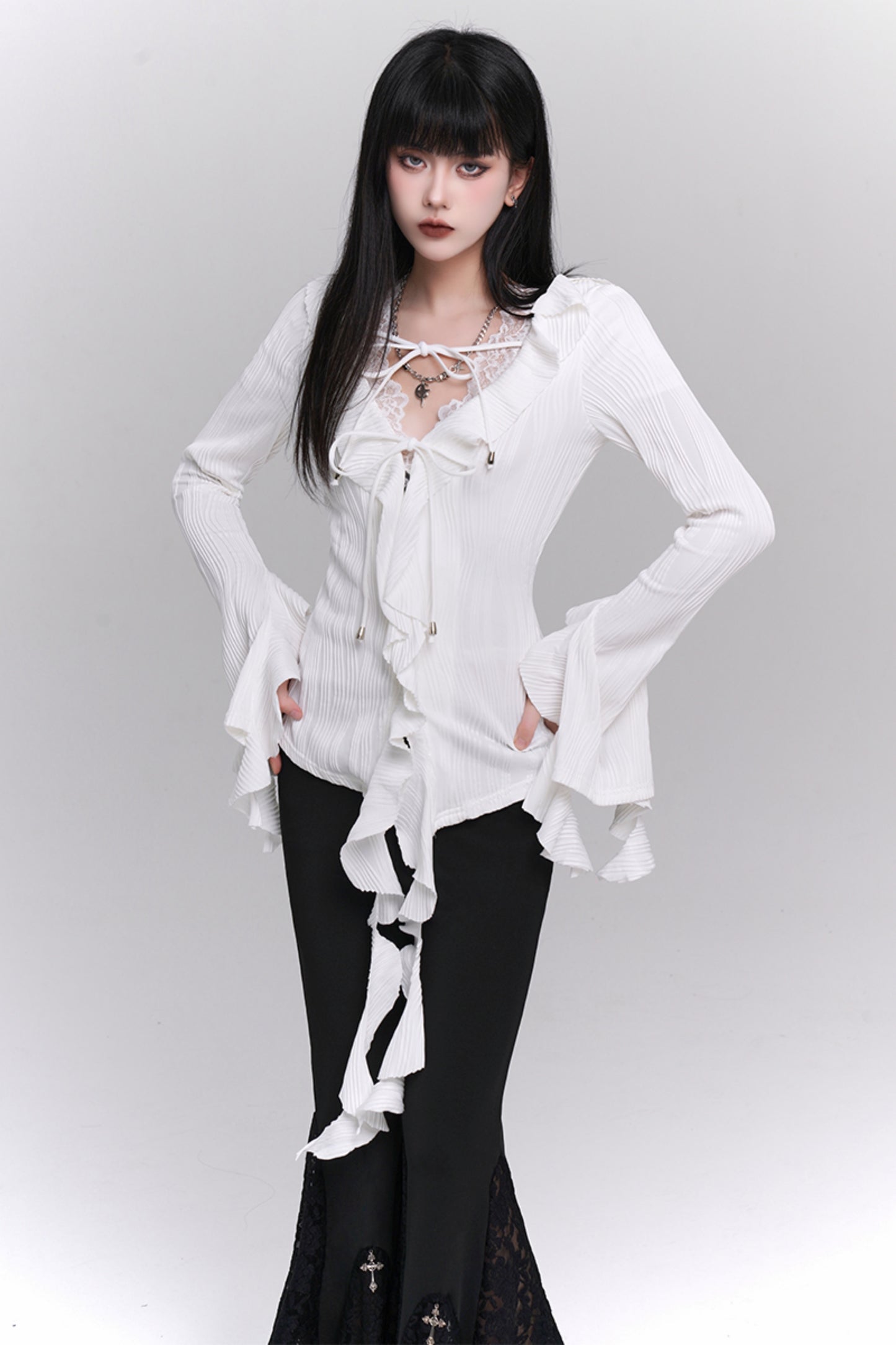 Ghost Girl Korean White Shirt Design Top