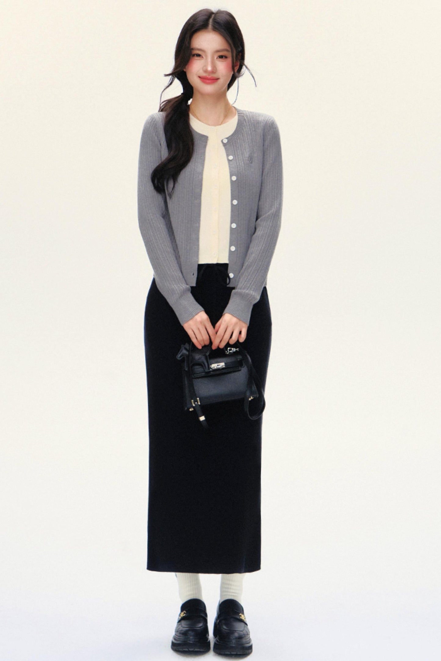 Double-Layer Slim Knit Cardigan