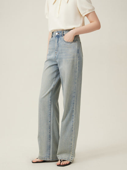 High-Waist-Jeans mit Vintage-Waschung