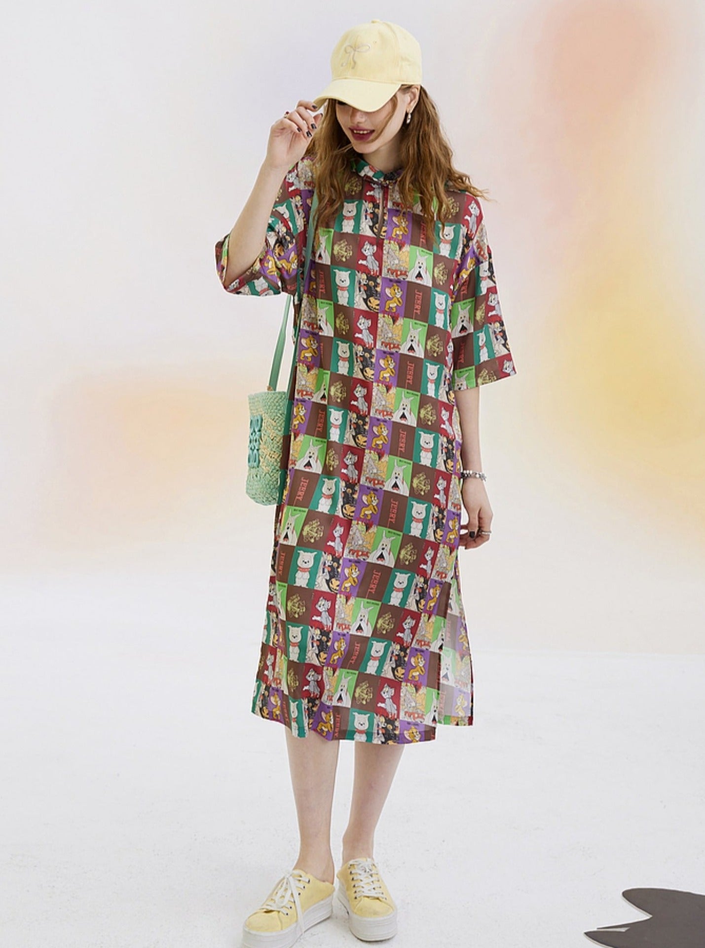 All-Print-Kleid im chinesischen Stil