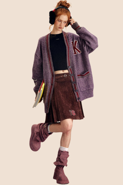 Loose Fit College Style Cardigan