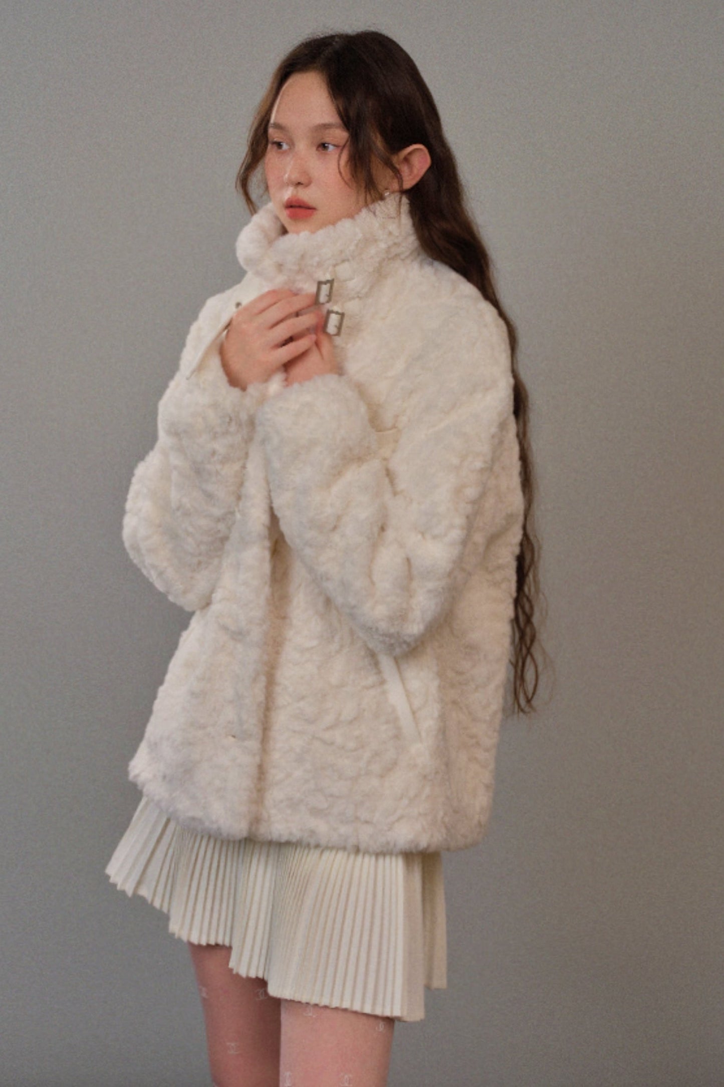 [9.19 20 o'clock new] cotton lamb bow lamb wool coat women's 2024 new winter thickened