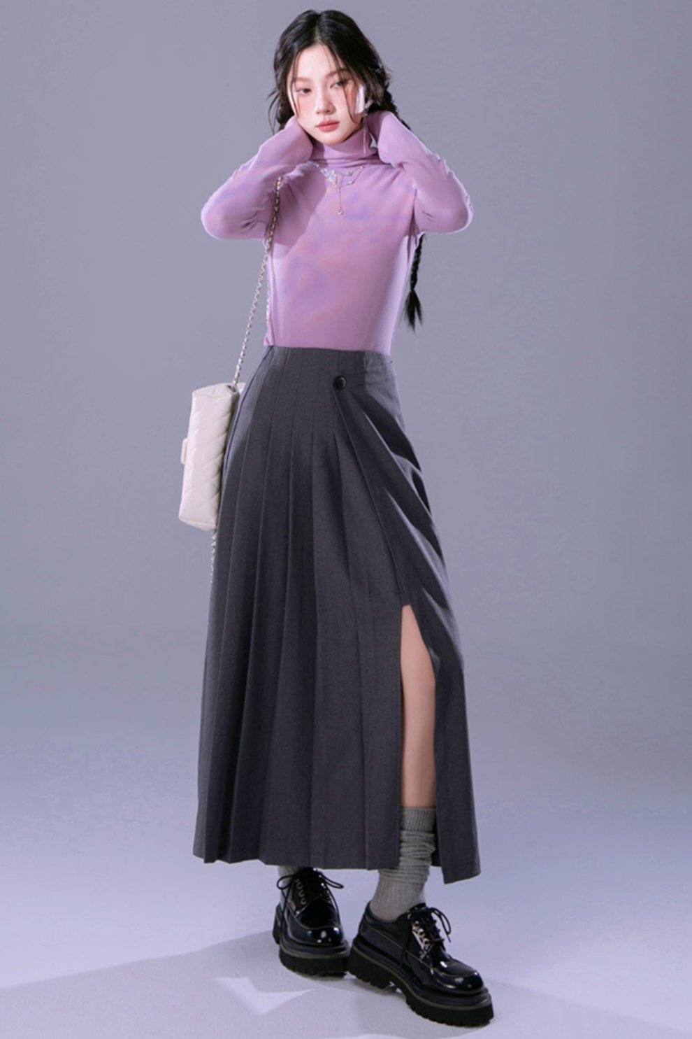 MOONLIT NIGHT SIDE PLEATED SKIRT