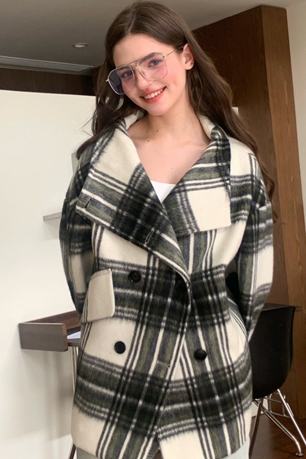 Forest Plaid Woolen Jacket