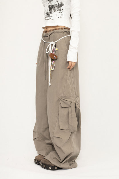 Wide-Leg Cargo Pants with Accessories