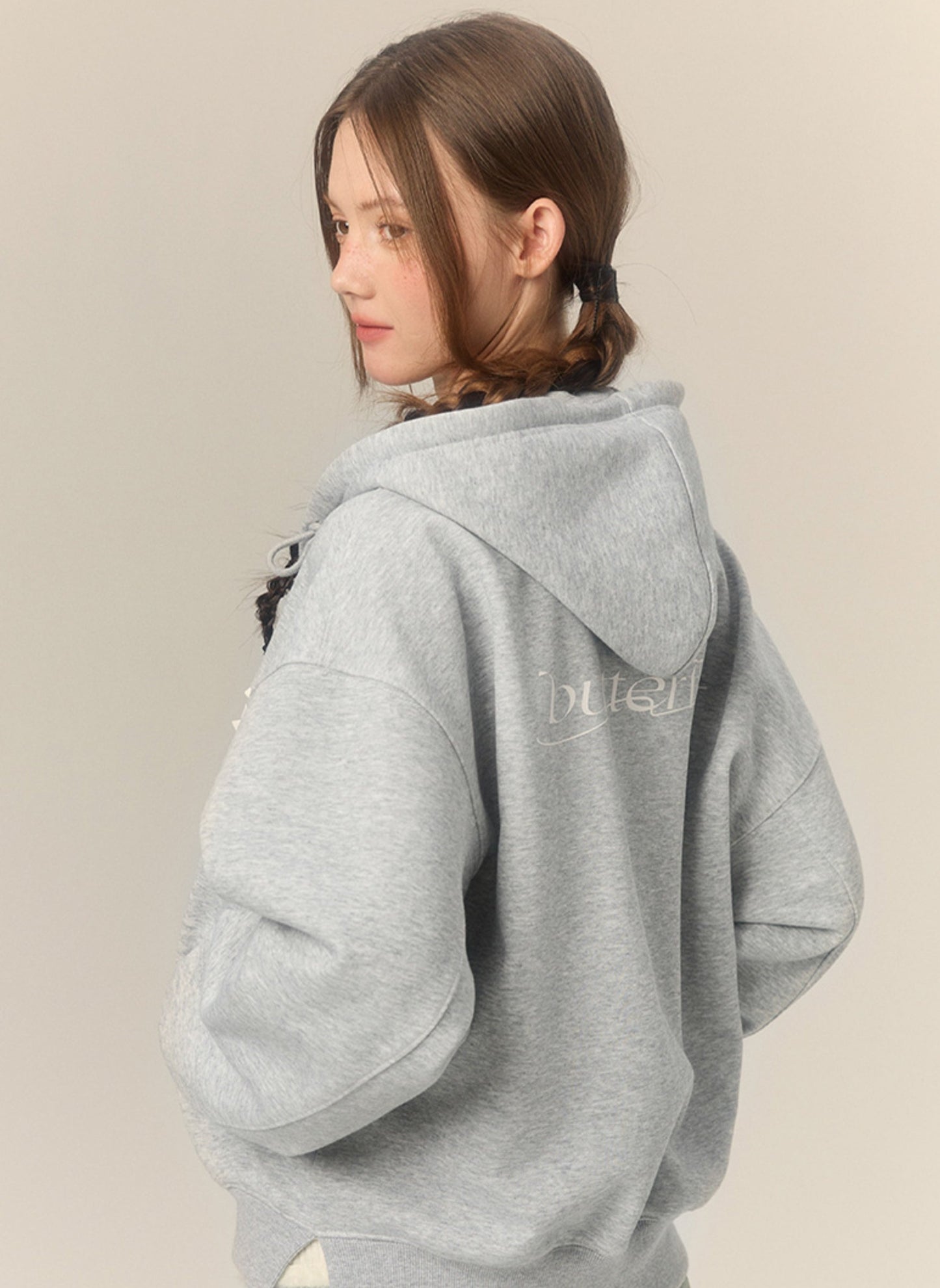 Bow hooded cardigan sweatshirt